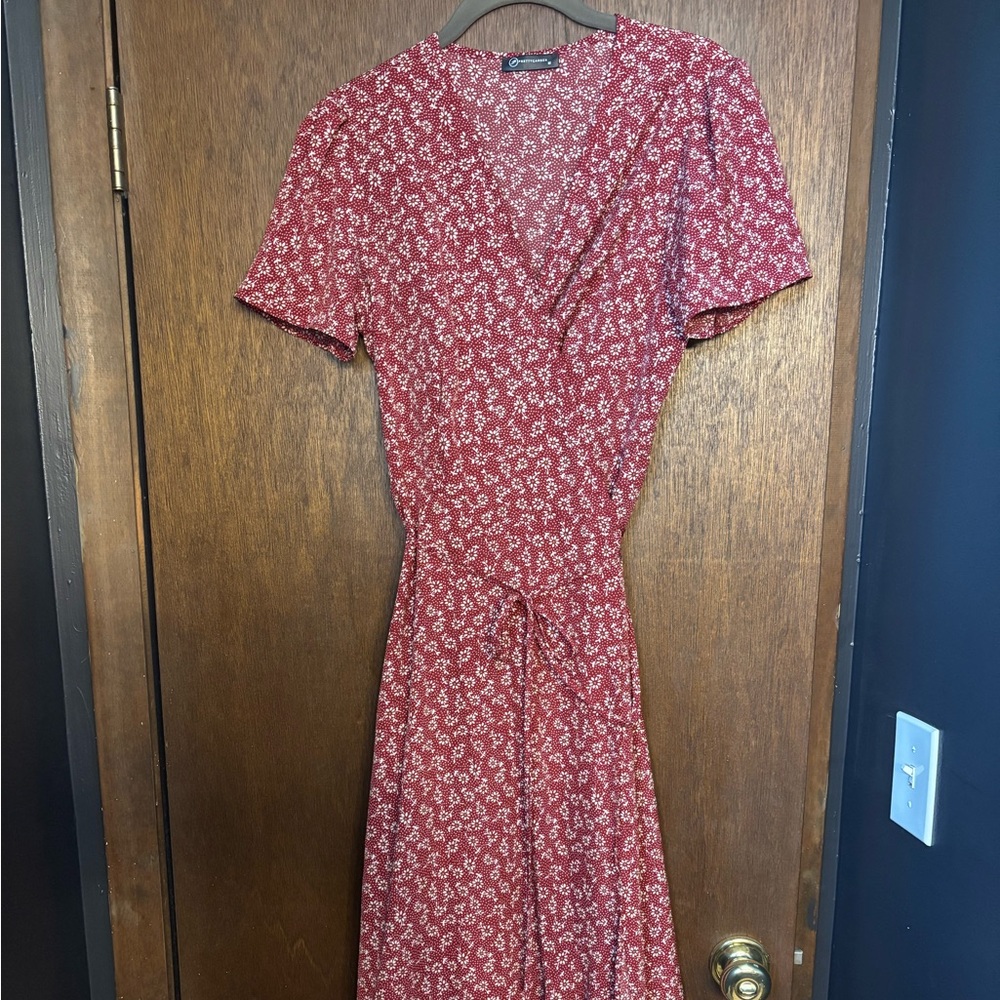 Floral Red and White Wrap Maxi Dress